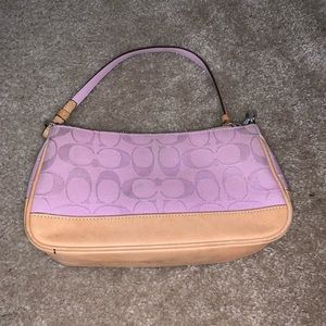Y2K vintage pink Coach logo shoulder bag baguette